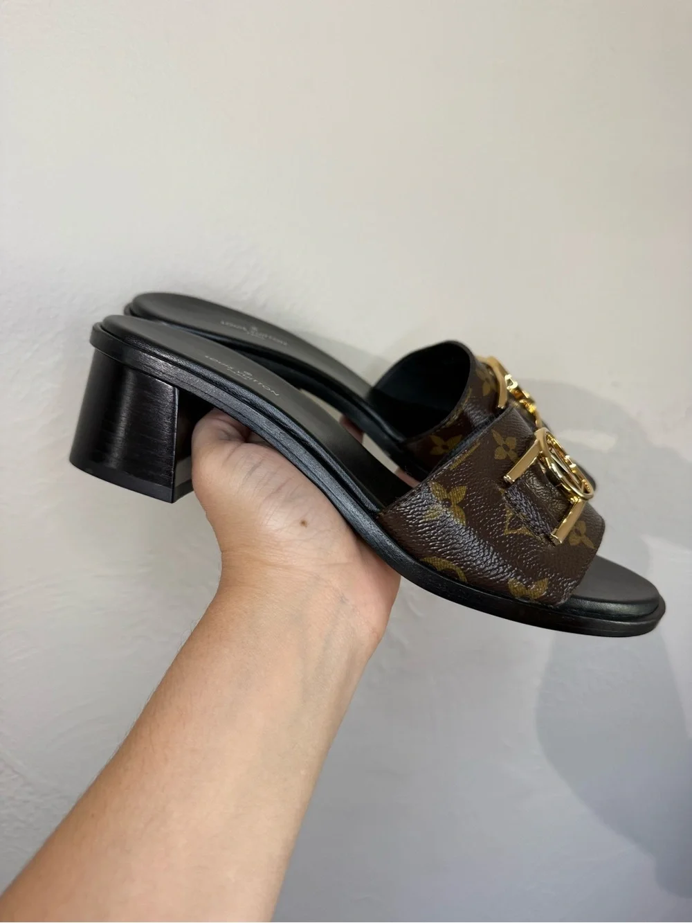 Louis Vuitton LV Frame Mule Cacao Monogram Heels Size 37